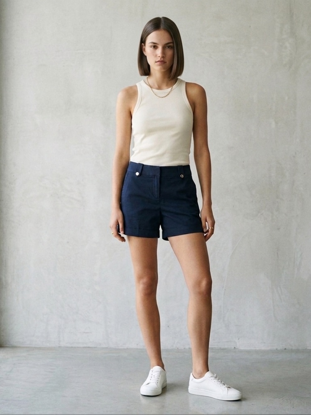 LOFT High Waist Navy Women's Shorts 4”.